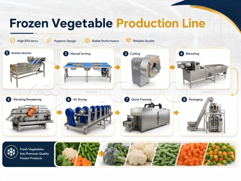 Frosne grøntsager produktionslinje Frozen Vegetable Production Line