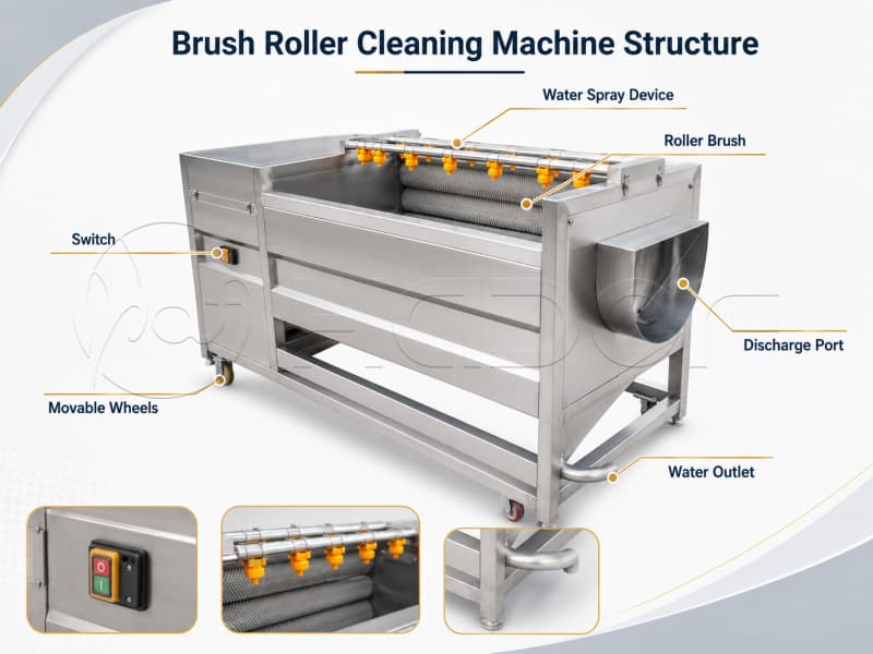 Structure of Brusher Roller Washing Machine Structure of Brusher Roller Washing Machine