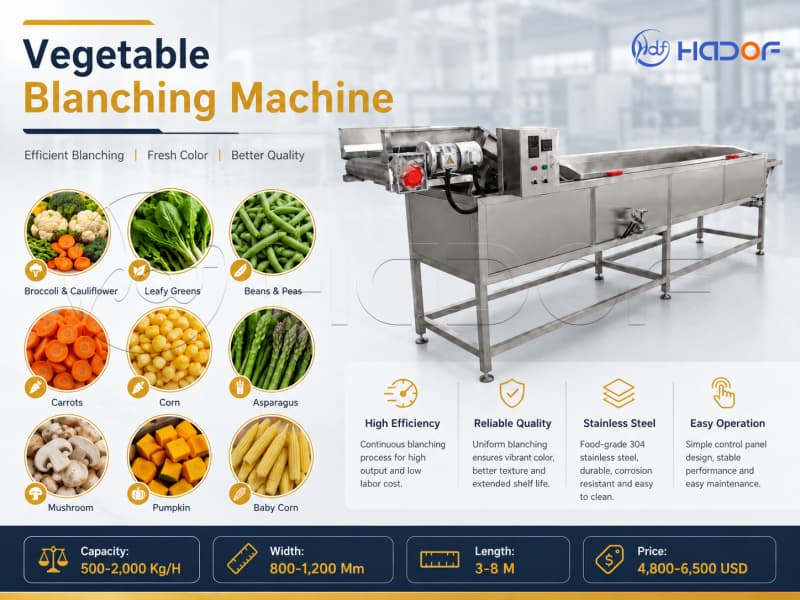 blanching machine for food processing plants