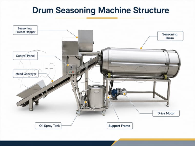 Drum Seasoning Machine Structure Drum Seasoning Machine Structure