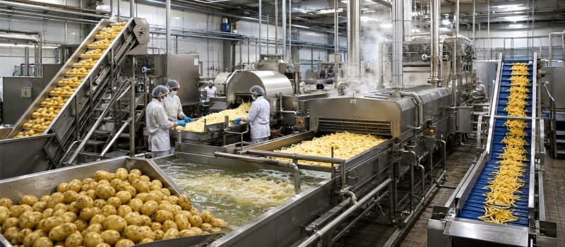 Fries Production inFood Processing Factories