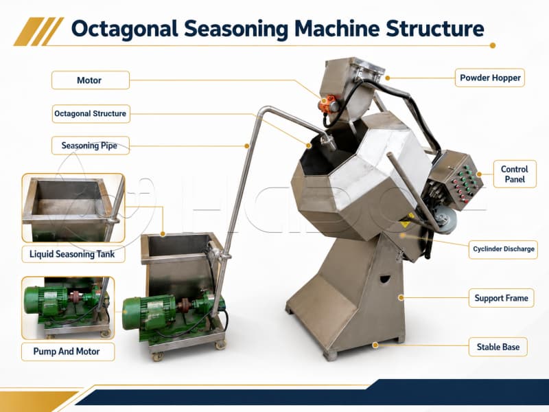 Octagonal Seasoning Machine Structure Octagonal Seasoning Machine Structure