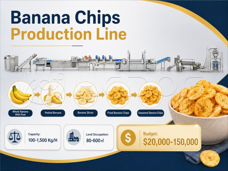 Banan chiplari ishlab chiqarish liniyasining narxi Price of Banana Chips Production Line
