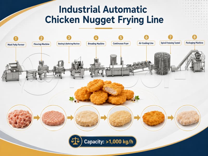 Industrial Automatic Chicken Nugget Frying Line